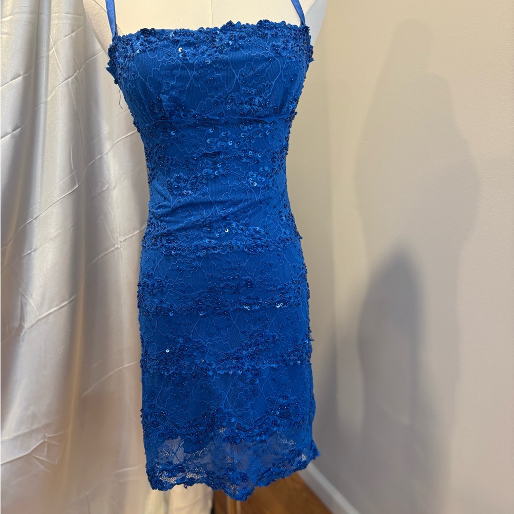Marciano Royal Blue Lace Mini Dress